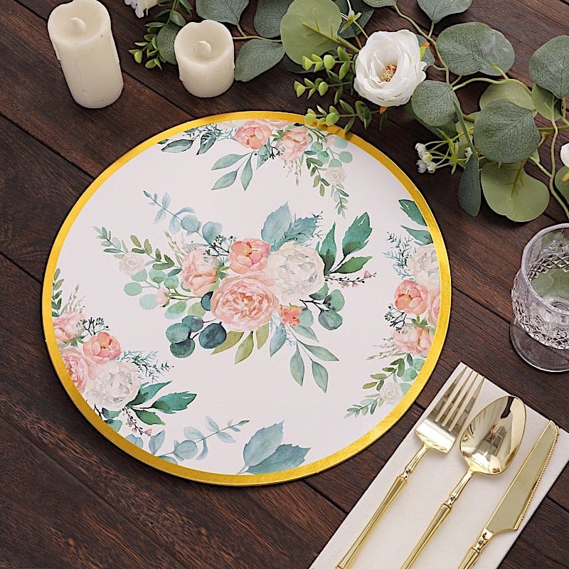 6 Round 13" Charger Plates with Chinoiserie Floral Print