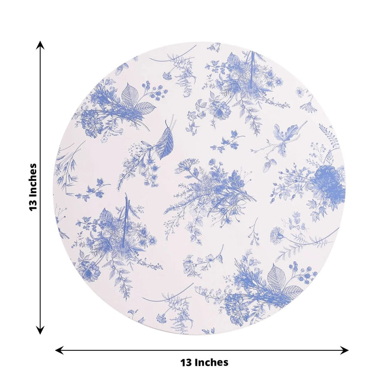 6 Round 13" Charger Plates with Chinoiserie Floral Print