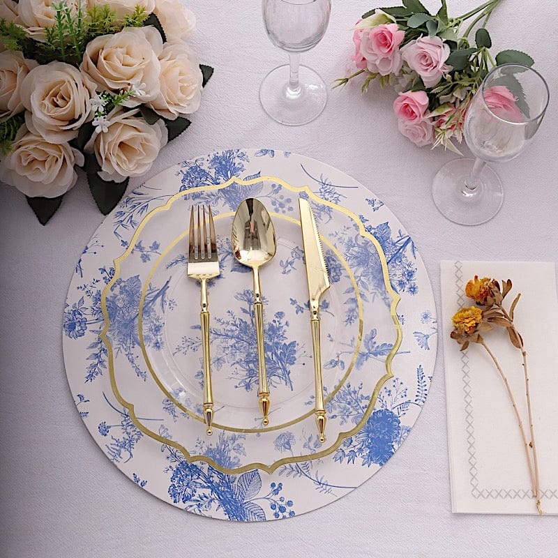 6 Round 13" Charger Plates with Chinoiserie Floral Print