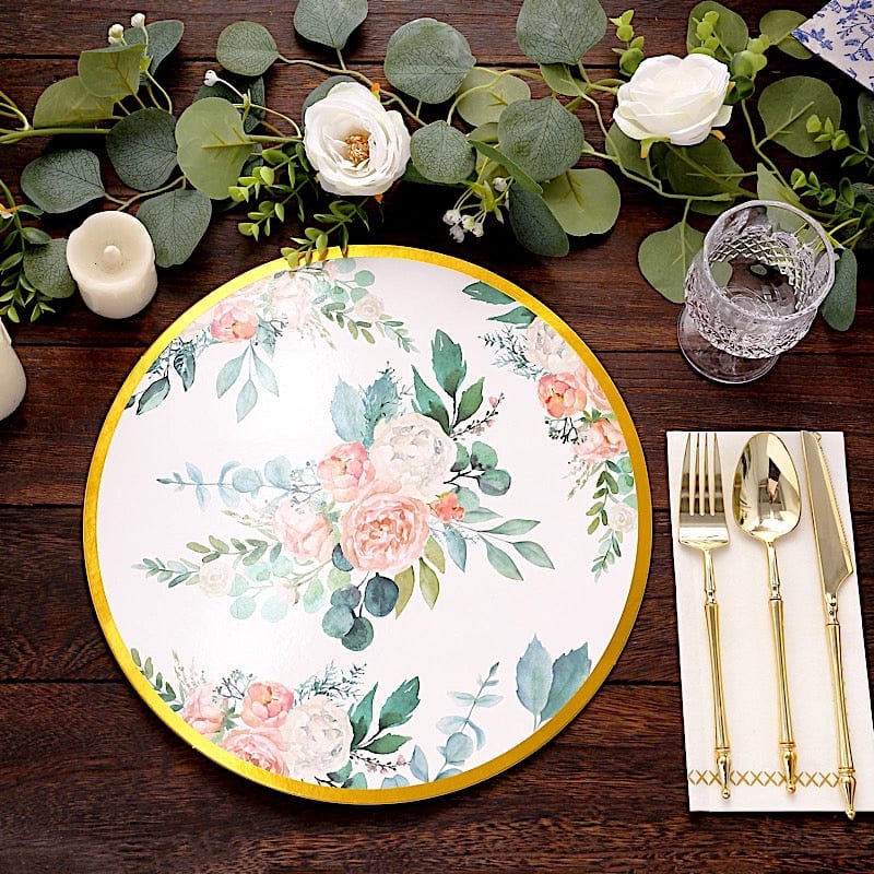 6 Round 13" Charger Plates with Chinoiserie Floral Print