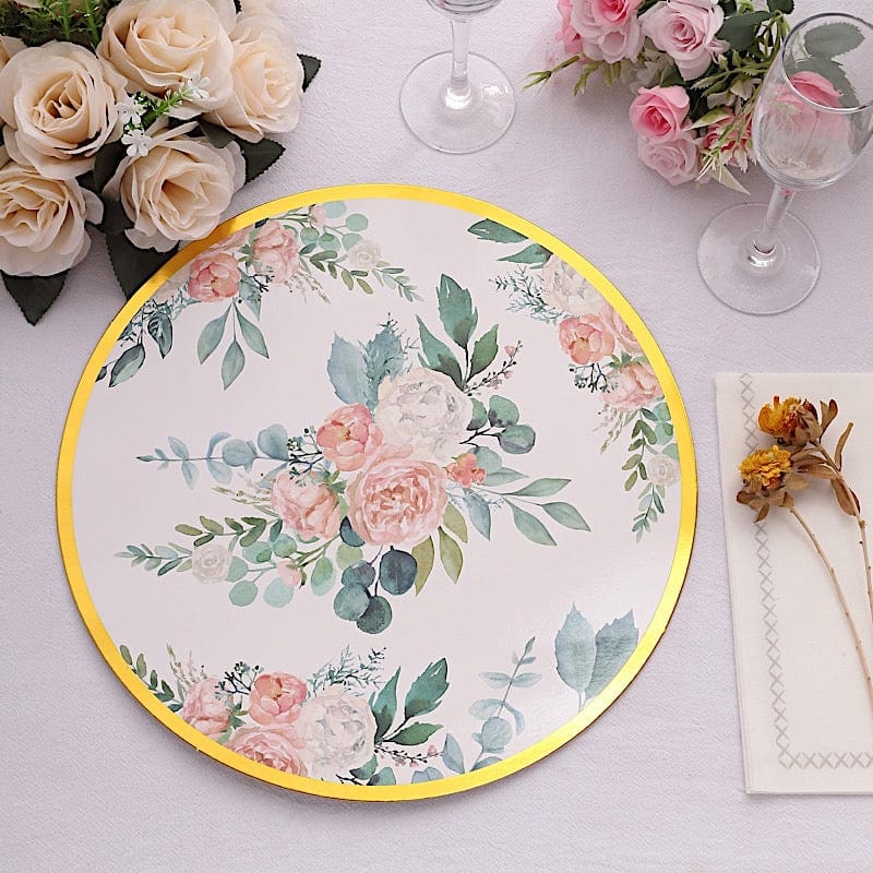 6 Round 13" Charger Plates with Chinoiserie Floral Print
