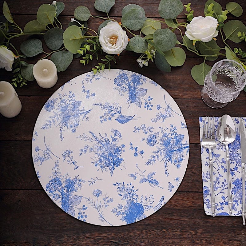 6 Round 13" Charger Plates with Chinoiserie Floral Print