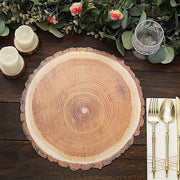 6 Round 13" Disposable Paper Charger Plates Wood Slice Design - Natural DSP_CHRG_R0006_NAT