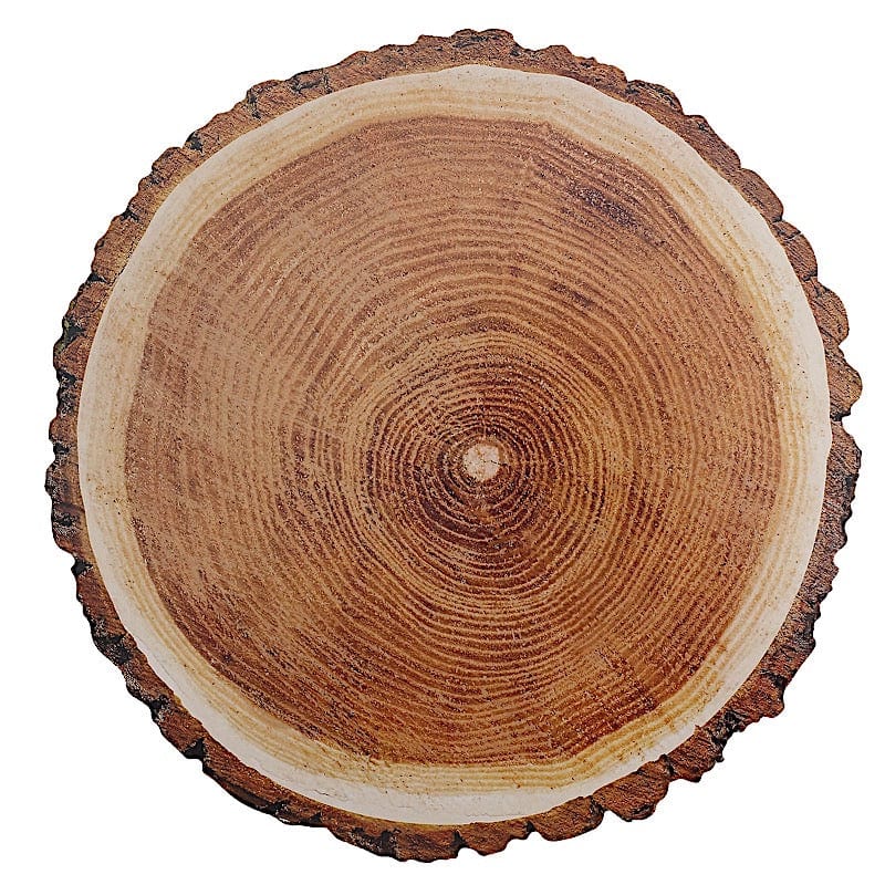 6 Round 13" Disposable Paper Charger Plates Wood Slice Design - Natural DSP_CHRG_R0006_NAT