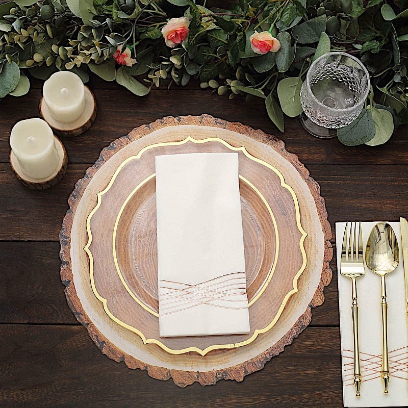 6 Round 13" Disposable Paper Charger Plates Wood Slice Design - Natural DSP_CHRG_R0006_NAT