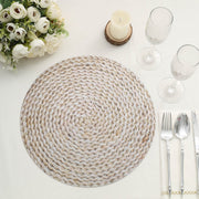 6 Round 13" Disposable Paper Charger Plates Woven Rattan Design - Natural