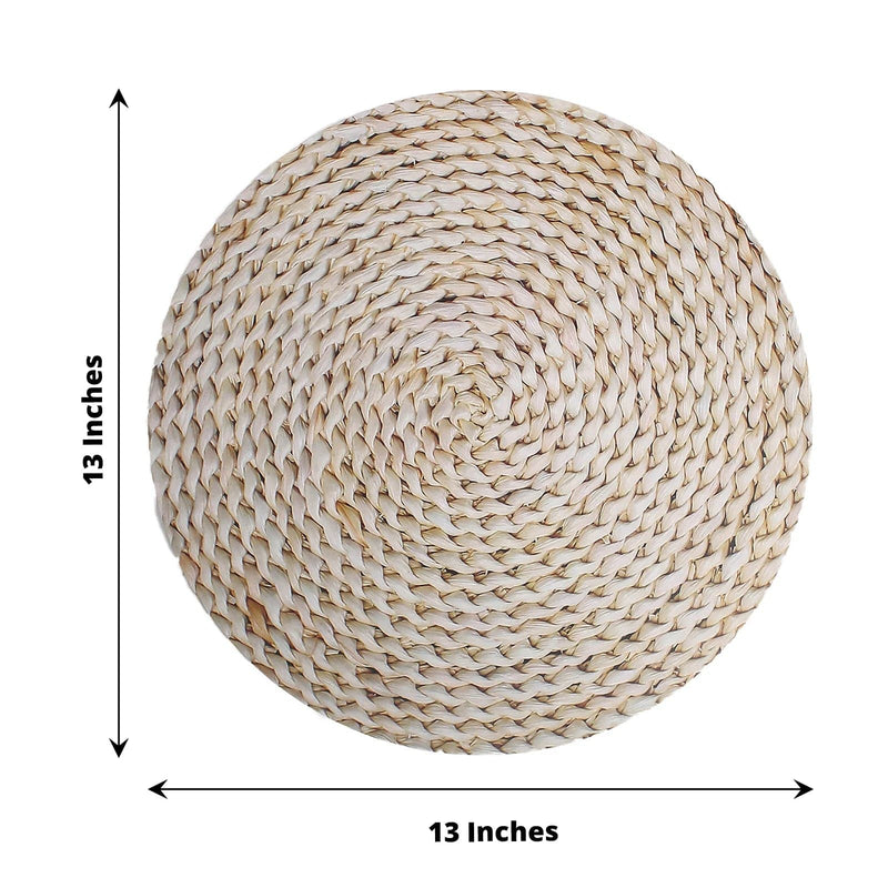 6 Round 13" Disposable Paper Charger Plates Woven Rattan Design - Natural