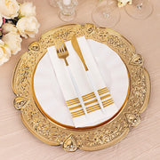 6 Round 13" Floral Embossed Acrylic Charger Plates with Scalloped Rim