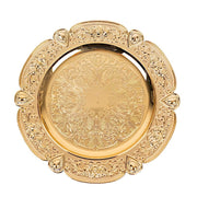 6 Round 13" Floral Embossed Acrylic Charger Plates with Scalloped Rim