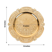 6 Round 13" Floral Embossed Acrylic Charger Plates with Scalloped Rim