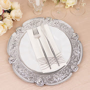 6 Round 13" Floral Embossed Acrylic Charger Plates with Scalloped Rim