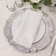 6 Round 13" Floral Embossed Acrylic Charger Plates with Scalloped Rim