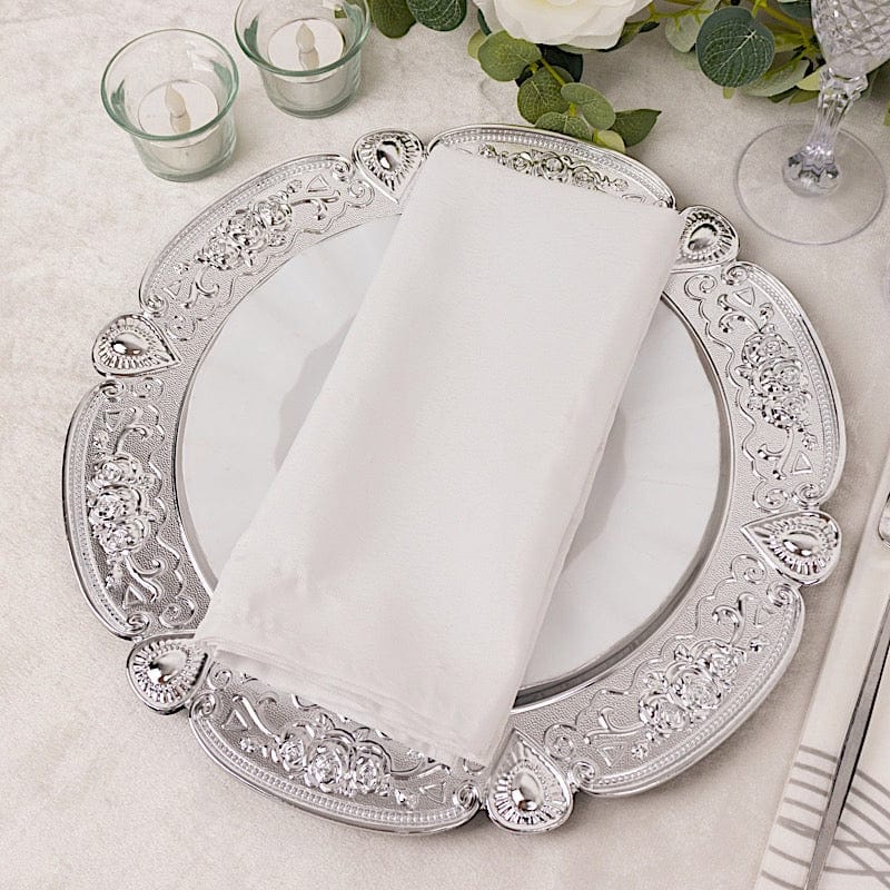 6 Round 13" Floral Embossed Acrylic Charger Plates with Scalloped Rim