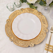 6 Round 13" Floral Embossed Acrylic Charger Plates with Scalloped Rim