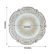 6 Round 13" Floral Embossed Plastic Charger Plates with Scalloped Rim