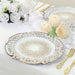 6 Round 13" Floral Embossed Plastic Charger Plates with Scalloped Rim
