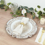 6 Round 13" Floral Embossed Plastic Charger Plates with Scalloped Rim