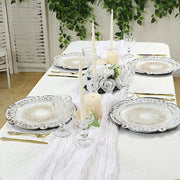 6 Round 13" Floral Embossed Plastic Charger Plates with Scalloped Rim