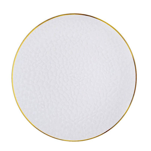 6 Round 13" Hammered Plastic Charger Plates - Clear with Gold CHRG_PLST0028_CLGD