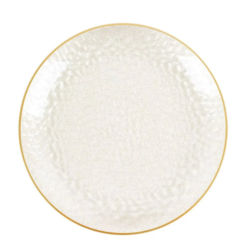 6 Round 13" Hammered Plastic Charger Plates with Gold Rim - Clear with Gold CHRG_PLST0028_GLGD