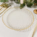 6 Round 13" Hammered Plastic Charger Plates with Gold Rim - Clear with Gold CHRG_PLST0028_GLGD