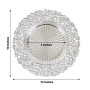 6 Round 13 in Vintage Floral Acrylic Charger Plates with Carved Borders