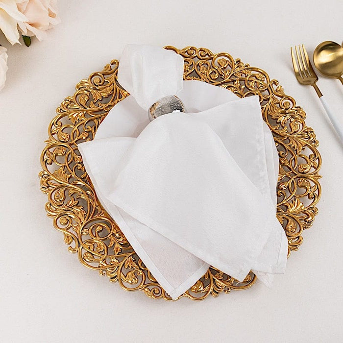 6 Round 13 in Vintage Floral Acrylic Charger Plates with Carved Borders