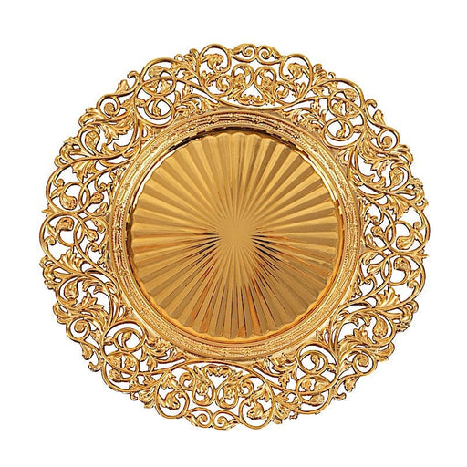 6 Round 13 in Vintage Floral Acrylic Charger Plates with Carved Borders CHRG_PLST0048_GOLD