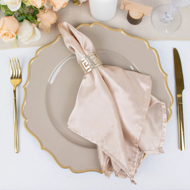 6 Round 13" Metallic Acrylic Charger Plates with Scallop Rim Design