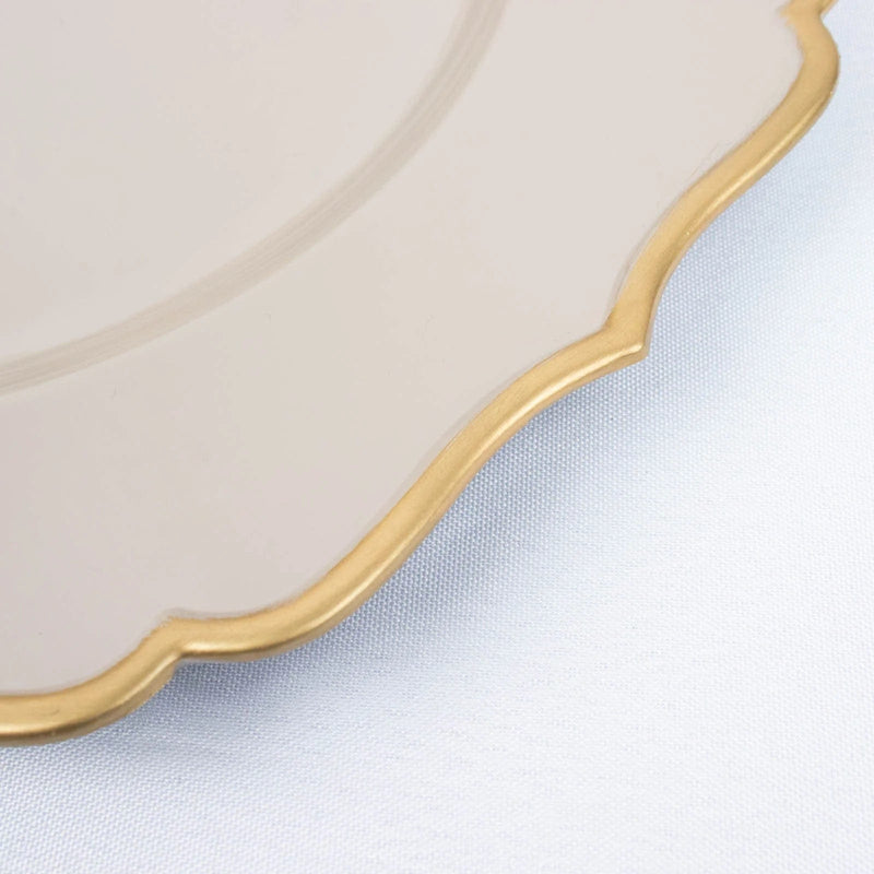 6 Round 13" Metallic Acrylic Charger Plates with Scallop Rim Design