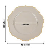 6 Round 13" Metallic Acrylic Charger Plates with Scallop Rim Design