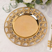 6 Round 13" Metallic Acrylic Plastic Charger Plates with Hollow Semi Circle Rim CHRG_PLST0041_GOLD