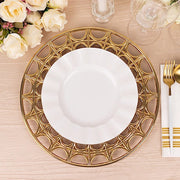 6 Round 13" Metallic Acrylic Plastic Charger Plates with Hollow Semi Circle Rim CHRG_PLST0041_GOLD