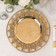 6 Round 13" Metallic Acrylic Plastic Charger Plates with Hollow Semi Circle Rim CHRG_PLST0041_GOLD