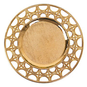 6 Round 13" Metallic Acrylic Plastic Charger Plates with Hollow Semi Circle Rim CHRG_PLST0041_GOLD