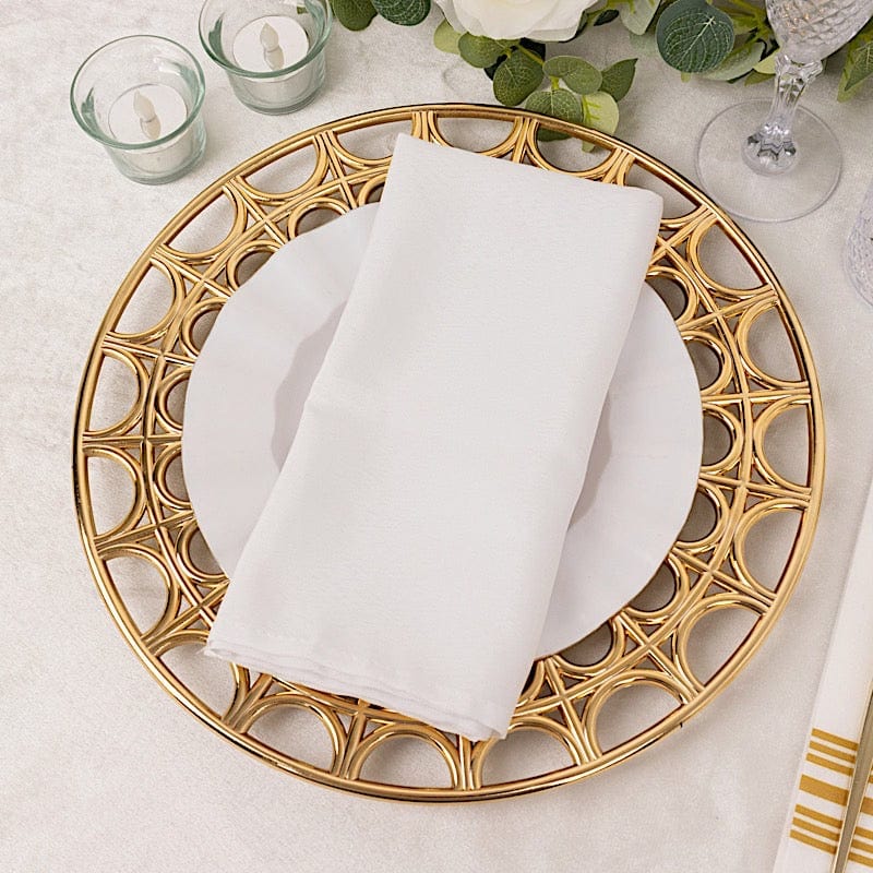 6 Round 13" Metallic Acrylic Plastic Charger Plates with Hollow Semi Circle Rim CHRG_PLST0041_GOLD