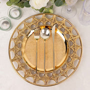 6 Round 13" Metallic Acrylic Plastic Charger Plates with Hollow Semi Circle Rim CHRG_PLST0041_GOLD