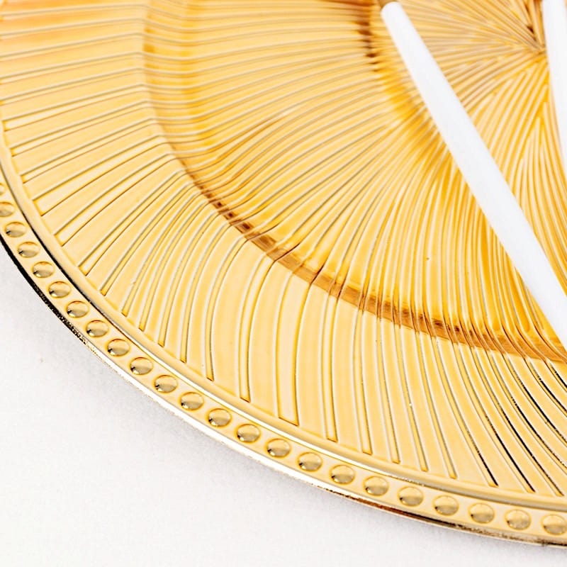 6 Round 13" Metallic Swirl Pattern Acrylic Charger Plates with Beaded Rim