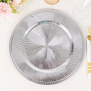 6 Round 13" Metallic Swirl Pattern Acrylic Charger Plates with Beaded Rim