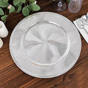 6 Round 13" Metallic Swirl Pattern Acrylic Charger Plates with Beaded Rim