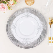 6 Round 13" Metallic Swirl Pattern Acrylic Charger Plates with Beaded Rim