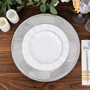 6 Round 13" Metallic Swirl Pattern Acrylic Charger Plates with Beaded Rim