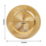 6 Round 13" Metallic Swirl Pattern Acrylic Charger Plates with Beaded Rim