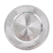 6 Round 13" Metallic Swirl Pattern Acrylic Charger Plates with Beaded Rim CHRG_PLST0039_SILV
