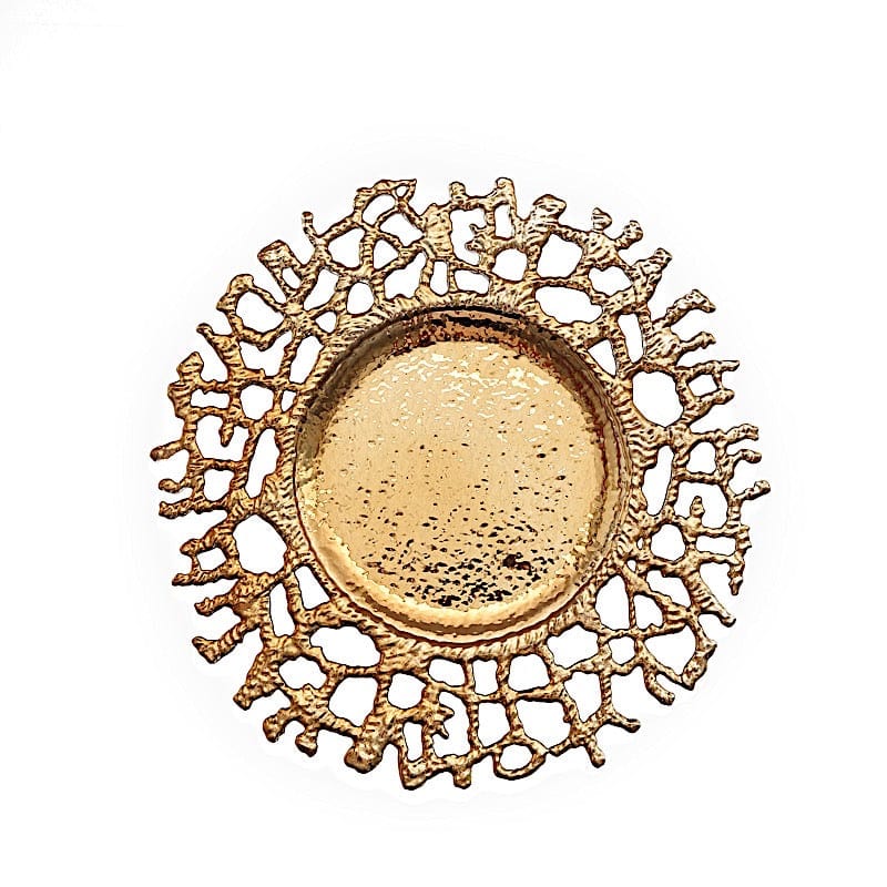 6 Round 13" Molten Branch Acrylic Charger Plates - Gold CHRG_PLST0033_GOLD