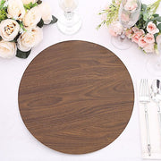 6 Round 13" Paper Placemats with Walnut Wood Design