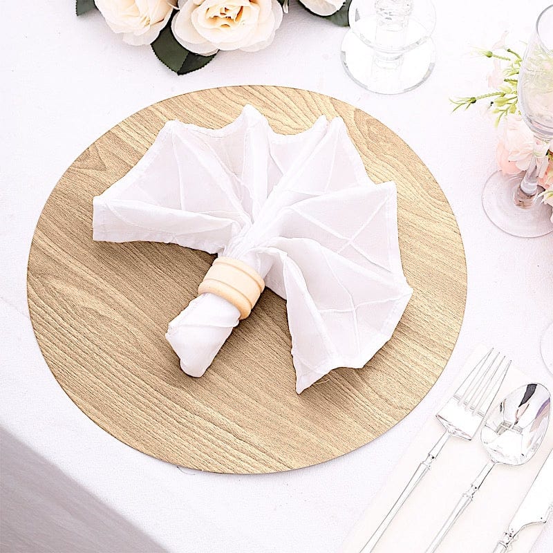 6 Round 13" Paper Placemats with Walnut Wood Design