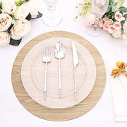6 Round 13" Paper Placemats with Walnut Wood Design