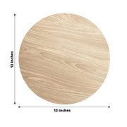 6 Round 13" Paper Placemats with Walnut Wood Design