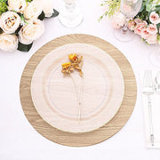 6 Round 13" Paper Placemats with Walnut Wood Design